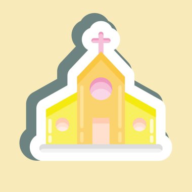 Sticker Church. suitable for education symbol. simple design editable. design template vector. simple illustration