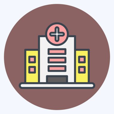 Icon Hospital. suitable for education symbol. color mate style. simple design editable. design template vector. simple illustration