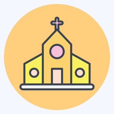 Icon Church. suitable for education symbol. color mate style. simple design editable. design template vector. simple illustration