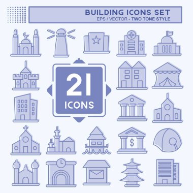 Icon Set Building. suitable for education symbol. two tone style. simple design editable. design template vector. simple illustration
