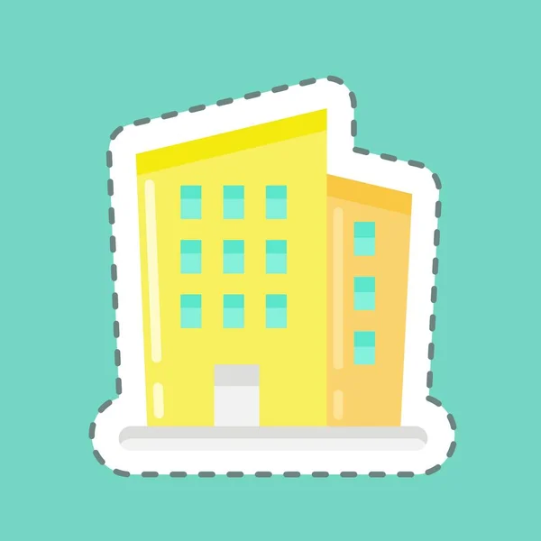 Sticker Line Cut New Building Suitable Education Symbol Simple Design — Stockvektor