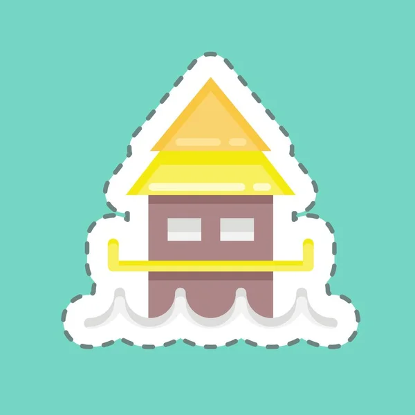 Sticker Line Cut Bungalow Suitable Education Symbol Simple Design Editable — Vettoriale Stock