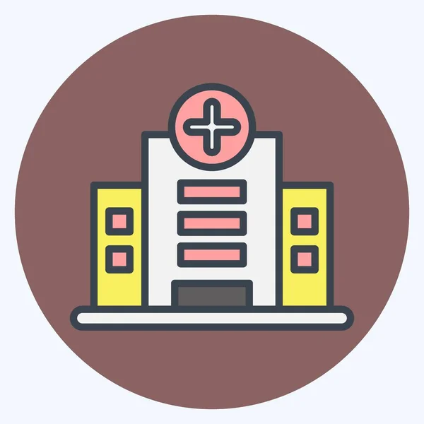 Icon Hospital Suitable Education Symbol Color Mate Style Simple Design — Stockový vektor
