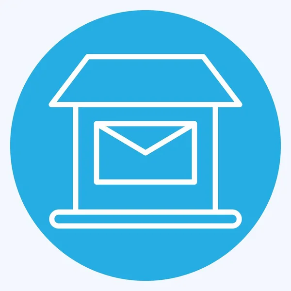 Icon Post Office Suitable Education Symbol Blue Eyes Style Simple — стоковый вектор