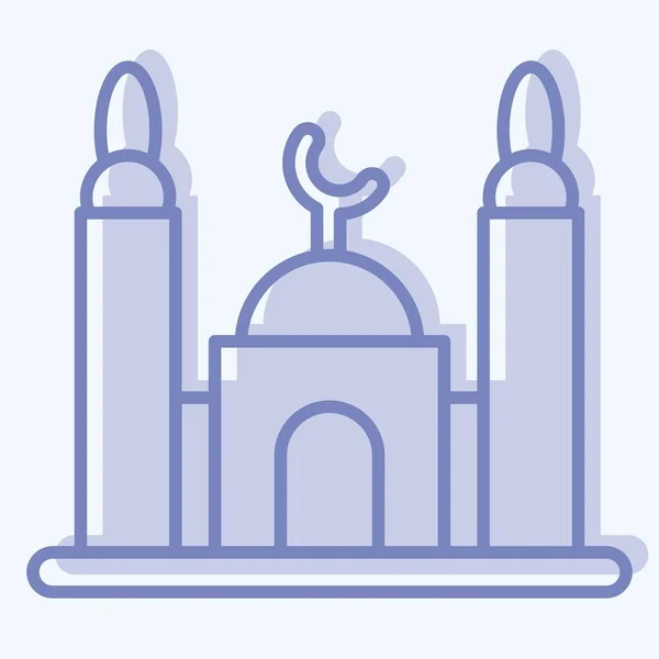 Icon Mosque Suitable Education Symbol Two Tone Style Simple Design — Vector de stock