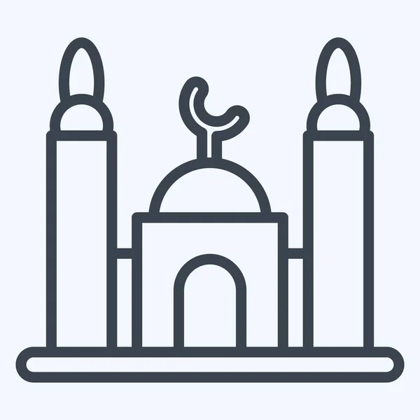 Icon Mosque Suitable Education Symbol Line Style Simple Design Editable — Stock Vector