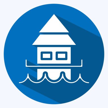 Icon Bungalow. suitable for education symbol. long shadow style. simple design editable. design template vector. simple illustration