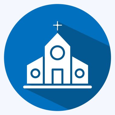 Icon Church. suitable for education symbol. long shadow style. simple design editable. design template vector. simple illustration