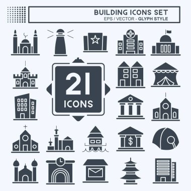 Icon Set Building. suitable for education symbol. glyph style. simple design editable. design template vector. simple illustration