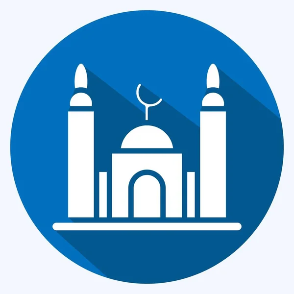 Icon Mosque Suitable Education Symbol Long Shadow Style Simple Design — Stockvektor