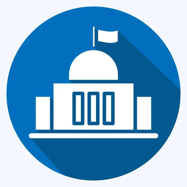 Icon Goverment Suitable Education Symbol Long Shadow Style Simple Design — Διανυσματικό Αρχείο