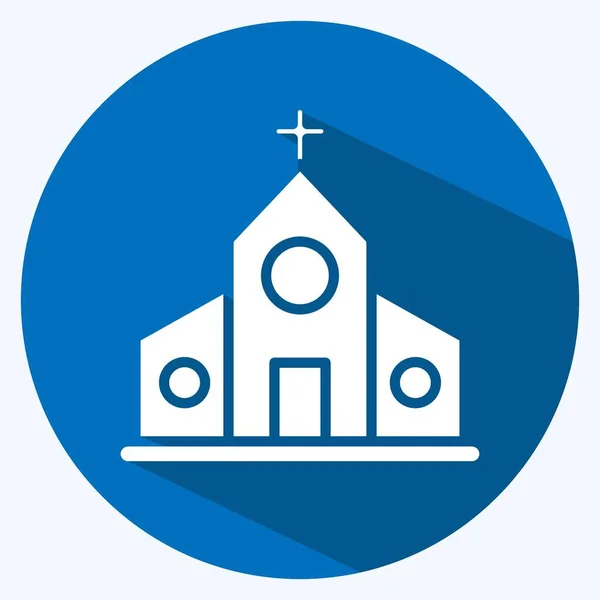 Icon Church Suitable Education Symbol Long Shadow Style Simple Design — Vector de stock
