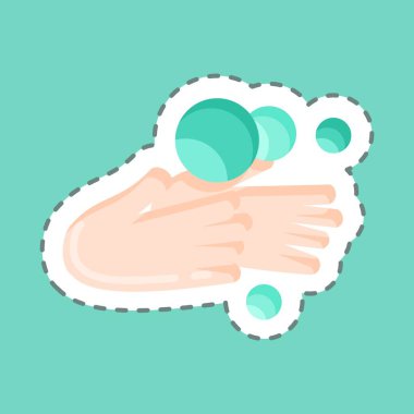 Sticker line cut Hand Washing. suitable for flu symbol. simple design editable. design template vector. simple illustration