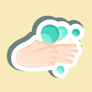 Sticker Hand Washing. suitable for flu symbol. simple design editable. design template vector. simple illustration