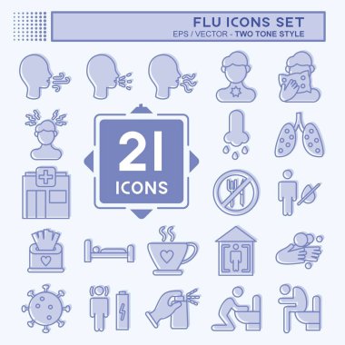 Icon Set Flu. suitable for education symbol. two tone style. simple design editable. design template vector. simple illustration