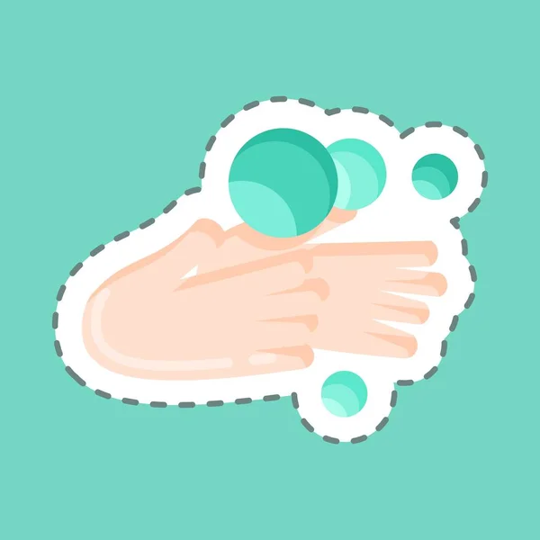 Sticker Line Cut Hand Washing Suitable Flu Symbol Simple Design — Vector de stock