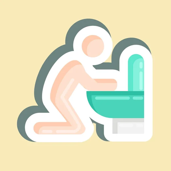 Sticker Vomiting Suitable Flu Symbol Simple Design Editable Design Template —  Vetores de Stock