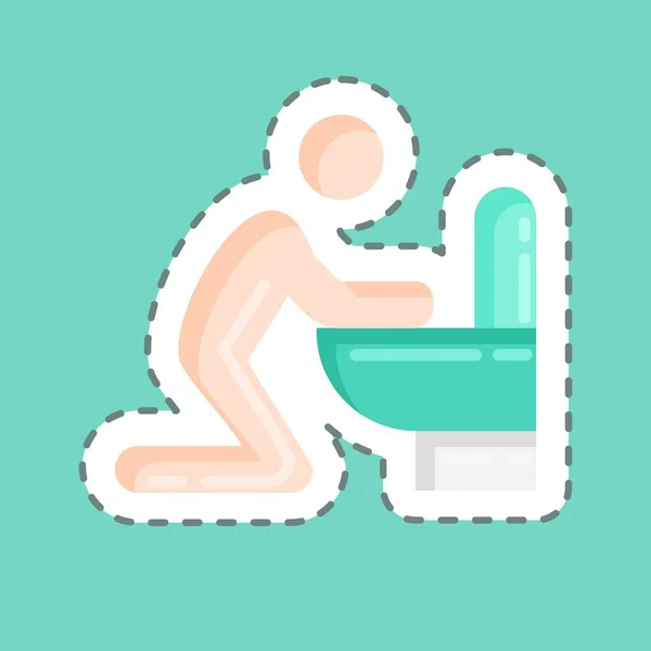 Sticker Line Cut Vomiting Suitable Flu Symbol Simple Design Editable — Stockvector