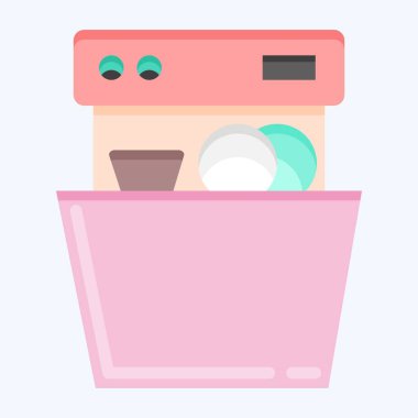 Icon Dishwasher. suitable for Kitchen Appliances symbol. flat style. simple design editable. design template vector. simple illustration