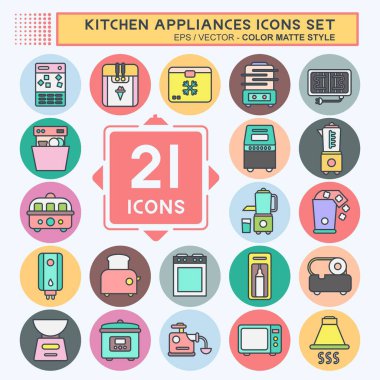 Icon Set Kitchen Appliances. suitable for Kitchen Sets symbol. color mate style. simple design editable. design template vector. simple illustration
