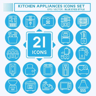 Icon Set Kitchen Appliances. suitable for Kitchen Sets symbol. blue eyes style. simple design editable. design template vector. simple illustration