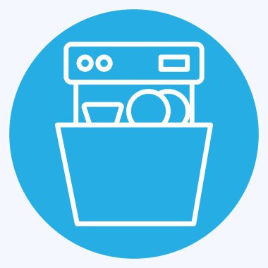 Icon Dishwasher. suitable for Kitchen Appliances symbol. blue eyes style. simple design editable. design template vector. simple illustration