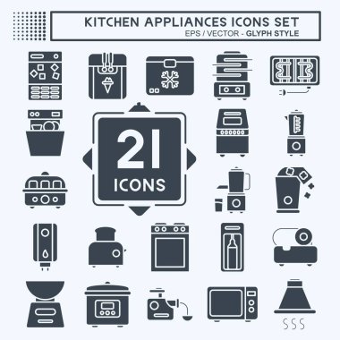 Icon Set Kitchen Appliances. suitable for Kitchen Sets symbol. glyph style. simple design editable. design template vector. simple illustration