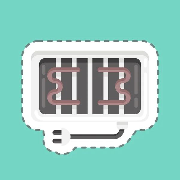 Sticker Line Cut Electric Grill Suitable Kitchen Appliances Symbol Simple — 图库矢量图片