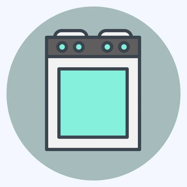Icon Stove Suitable Kitchen Appliances Symbol Color Mate Style Simple — Image vectorielle