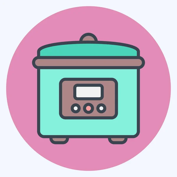 Icon Rice Cooker Suitable Kitchen Appliances Symbol Color Mate Style — 图库矢量图片