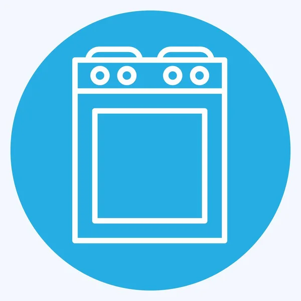 Icon Stove Suitable Kitchen Appliances Symbol Blue Eyes Style Simple — Stockvektor