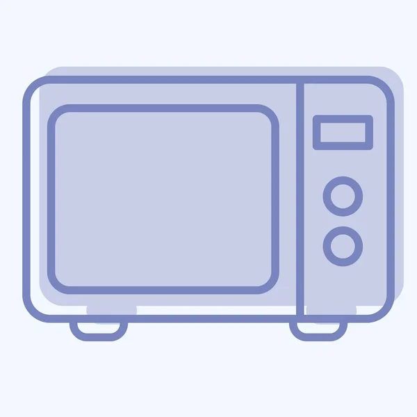 Icon Microwave Suitable Kitchen Appliances Symbol Two Tone Style Simple — Vector de stock