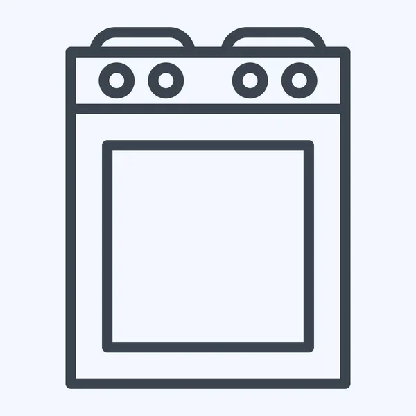 Icon Stove Suitable Kitchen Appliances Symbol Line Style Simple Design — Vector de stock