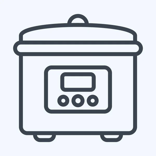 Icon Rice Cooker Suitable Kitchen Appliances Symbol Line Style Simple — стоковый вектор