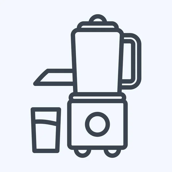 Icon Juicer Suitable Kitchen Appliances Symbol Line Style Simple Design — Vector de stock