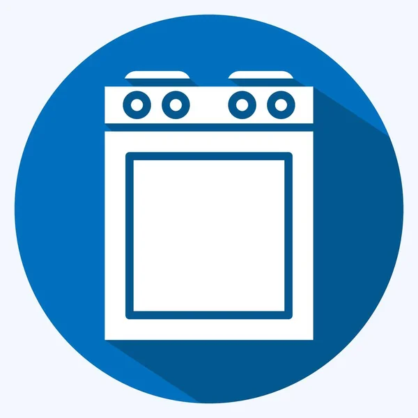 Icon Stove Suitable Kitchen Appliances Symbol Long Shadow Style Simple — Image vectorielle