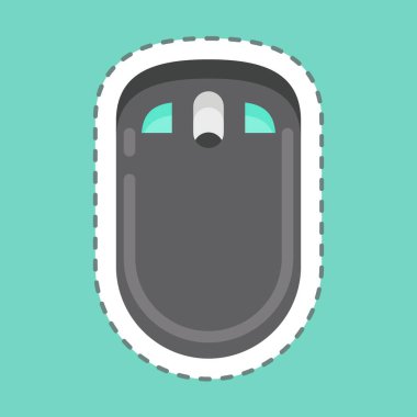 Sticker line cut Mouse. suitable for Computer Components symbol. simple design editable. design template vector. simple illustration