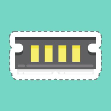 Sticker line cut RAM. suitable for Computer Components symbol. simple design editable. design template vector. simple illustration