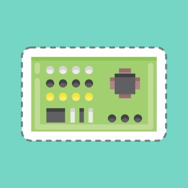 Sticker line cut Motherboard. suitable for Computer Components symbol. simple design editable. design template vector. simple illustration