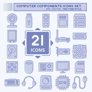 Icon Set Computer Components. suitable for education symbol. two tone style. simple design editable. design template vector. simple illustration