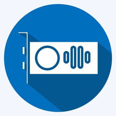 Icon GPU. suitable for Computer Components symbol. long shadow style. simple design editable. design template vector. simple illustration