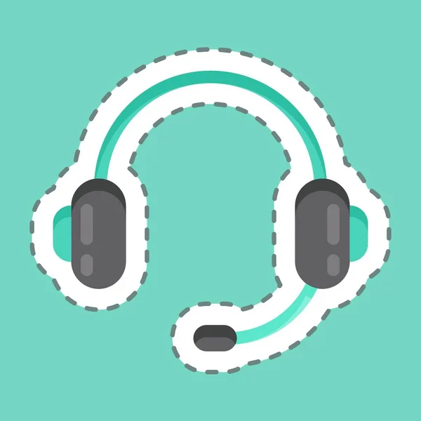 Sticker Line Cut Headphone Suitable Computer Components Symbol Simple Design — Image vectorielle