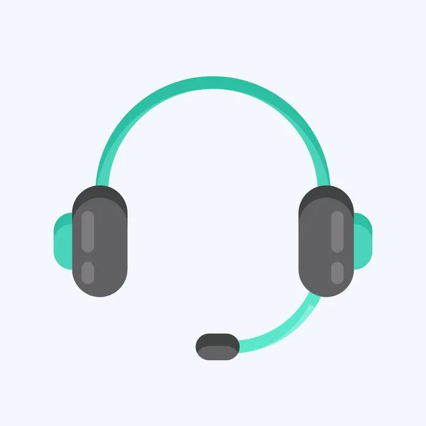 Icon Headphone Suitable Computer Components Symbol Flat Style Simple Design — Vetor de Stock