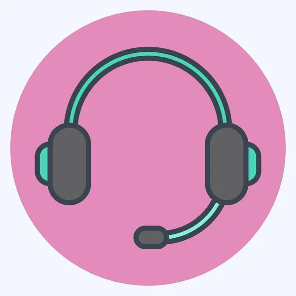 Icon Headphone Suitable Computer Components Symbol Color Mate Style Simple — Stockvector