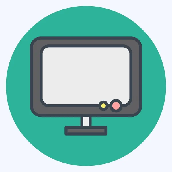 Icon Monitor Suitable Computer Components Symbol Color Mate Style Simple — Stok Vektör