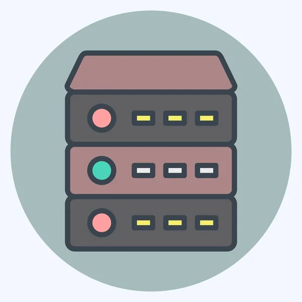 Icon Server Suitable Computer Components Symbol Color Mate Style Simple — Vector de stock
