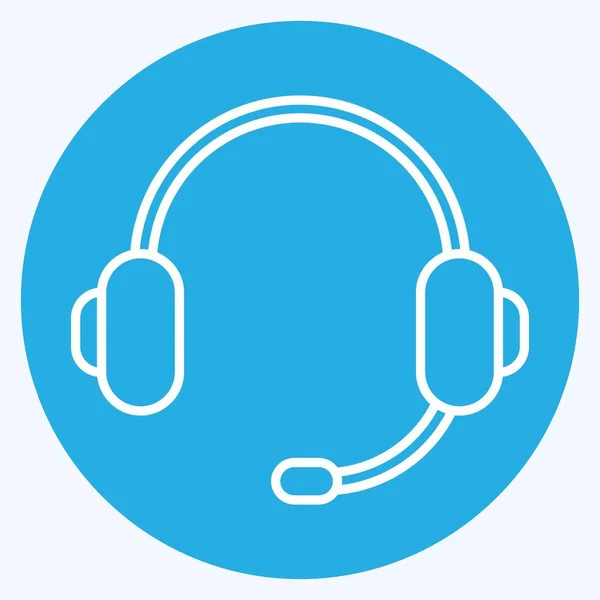 Icon Headphone Suitable Computer Components Symbol Blue Eyes Style Simple — Stockvector