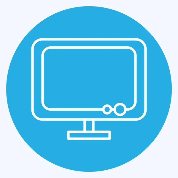 Icon Monitor Suitable Computer Components Symbol Blue Eyes Style Simple — Stockvektor