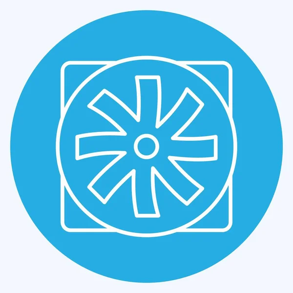 Icon Fan Suitable Computer Components Symbol Blue Eyes Style Simple — Vetor de Stock