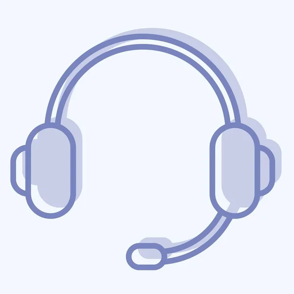 Icon Headphone Suitable Computer Components Symbol Two Tone Style Simple — Image vectorielle